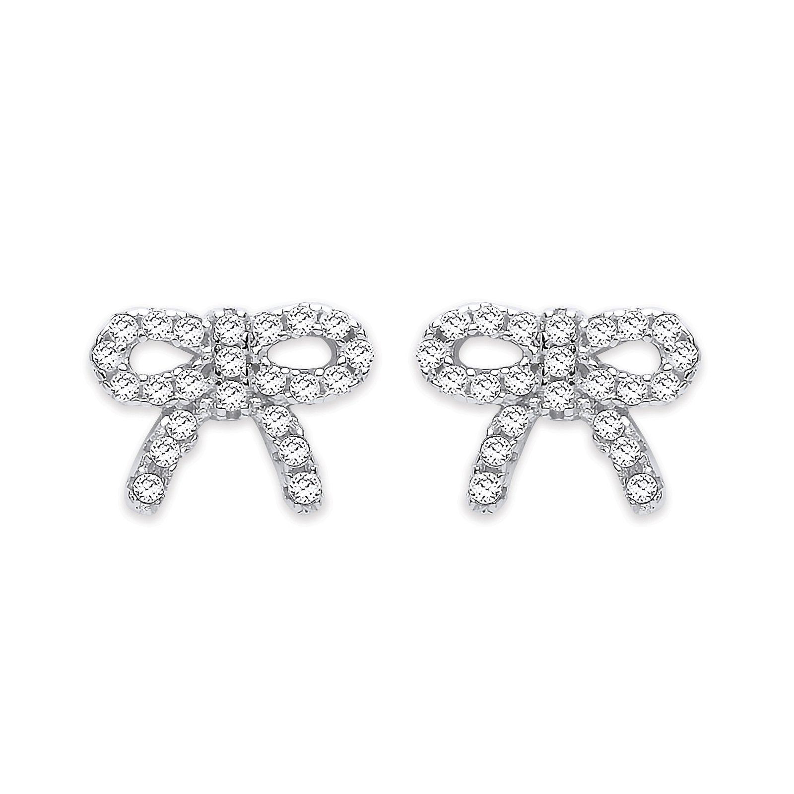 Silver Cubic Zirconia Bow Stud Earrings - Fine Ring - Certified Authentic - Swiss Made – Luxury Jewellery by Imperial